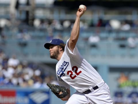 LOS ANGELES, CA – OCTOBER 4: Pitcher Clayton Kershaw #22 of the Los Angeles Dodgers throws a pitch against the San Diego Padres in the second inning at Dodger Stadium October 4, 2015, in Los Angeles, California. (Photo by Kevork Djansezian/Getty Images)