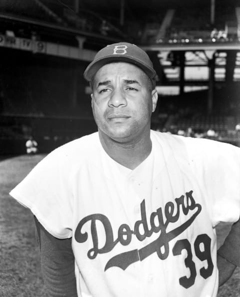 BROOKLYN, NY – 1950’s: Catcher Roy Campanella #39, of the Brooklyn Dodgers poses for the camera at Ebbets Field in Brooklyn, New York in the 1950’s. Campanella played his entire career for the Dodgers from 1948-1957. (Photo by Kidwiler Collection/Diamond Images/Getty Images)