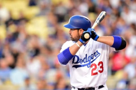 LOS ANGELES, CA – MAY 23: Adrian Gonzalez #23 of the Los Angeles Dodgers at bat during the first inning against the Cincinnati Reds at Dodger Stadium on May 23, 2016, in Los Angeles, California. (Photo by Harry How/Getty Images)