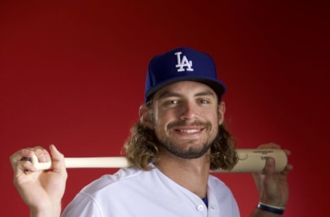 GLENDALE, AZ – FEBRUARY 22: DJ Peters #89 of the Los Angeles Dodgers poses during MLB Photo Day at Camelback Ranch- Glendale on February 22, 2018 in Glendale, Arizona. (Photo by Jamie Schwaberow/Getty Images)