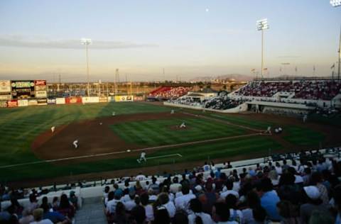 RANCHO CUCAMONGA, CA – AUGUST 18: General view of The Epicenter during the Rancho Cucamonga Quakes game against the Lake Elsinore Storm on August 18, 1994, in Rancho Cucamonga, California. (Photo by J.D. Cuban/Getty Images)