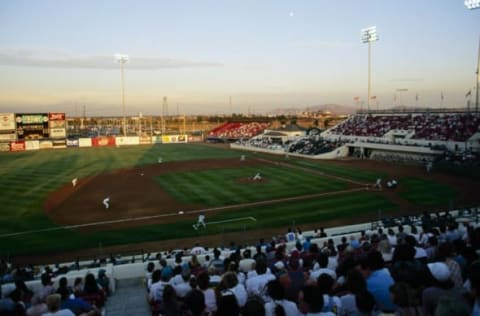 RANCHO CUCAMONGA, CA – AUGUST 18: General view of The Epicenter during the Rancho Cucamonga Quakes game against the Lake Elsinore Storm on August 18, 1994 in Rancho Cucamonga, California. (Photo by J.D. Cuban/Getty Images)