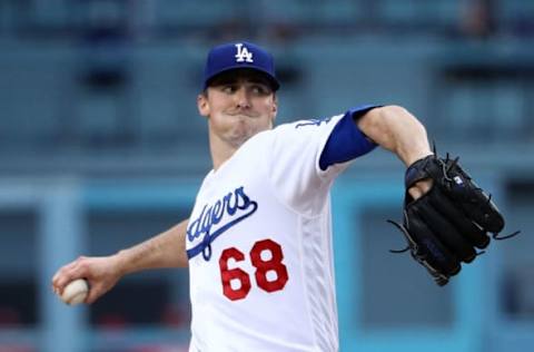 LOS ANGELES, CA – MAY 12: Pitcher Ross Stripling #68 of the Los Angeles Dodgers pitches in the first inning during the MLB game against the Cincinnati Reds at Dodger Stadium on May 12, 2018 in Los Angeles, California. (Photo by Victor Decolongon/Getty Images)