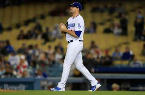 LOS ANGELES, CA – MAY 29: Daniel Hudson #41 of the Los Angeles Dodgers walks to the mound during the ninth inning of a game against the Philadelphia Phillies t Dodger Stadium on May 29, 2018 in Los Angeles, California. (Photo by Sean M. Haffey/Getty Images)