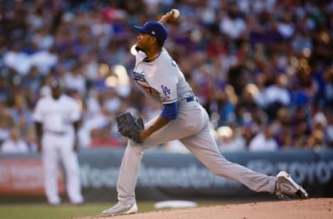 DENVER, CO – JUNE 1: Relief pitcher Scott Alexander #75 of the Los Angeles Dodgers delivers to home plate during the second inning against the Colorado Rockies at Coors Field on June 1, 2018 in Denver, Colorado. (Photo by Justin Edmonds/Getty Images)