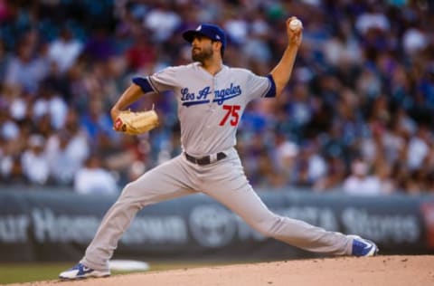 DENVER, CO – JUNE 1: Starting pitcher Scott Alexander #75 of the Los Angeles Dodgers delivers to home plate during the first inning against the Colorado Rockies at Coors Field on June 1, 2018, in Denver, Colorado. (Photo by Justin Edmonds/Getty Images)