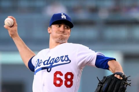 LOS ANGELES, CA – JUNE 15: Ross Stripling #68 of the Los Angeles Dodgers pitches to the San Francisco Giants during the first inning at Dodger Stadium on June 15, 2018, in Los Angeles, California. (Photo by Harry How/Getty Images)