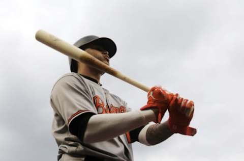 WASHINGTON, DC – JUNE 21: Manny Machado #13 of the Baltimore Orioles waits to bat against the Washington Nationals at Nationals Park on June 21, 2018, in Washington, DC. (Photo by Rob Carr/Getty Images)