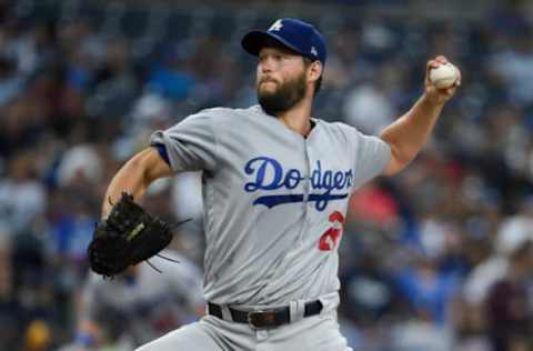 SAN DIEGO, CA – JULY 9: Clayton Kershaw #22 of the Los Angeles Dodgers pitches during the second inning of a baseball game against the San Diego Padres at PETCO Park on July 9, 2018 in San Diego, California. (Photo by Denis Poroy/Getty Images)