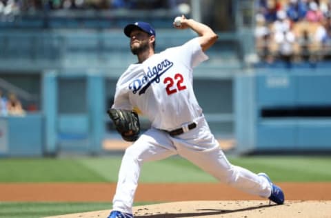 LOS ANGELES, CA – JULY 15: Pitcher Clayton Kershaw #22 of the Los Angeles Dodgers pitches in the first inning during the MLB game against the Los Angeles Angels of Anaheim at Dodger Stadium on July 15, 2018, in Los Angeles, California. (Photo by Victor Decolongon/Getty Images)