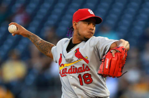 PITTSBURGH, PA – AUGUST 18: Carlos Martinez #18 of the St. Louis Cardinals pitches during the first inning against the Pittsburgh Pirates at PNC Park on August 18, 2017, in Pittsburgh, Pennsylvania. (Photo by Joe Sargent/Getty Images)