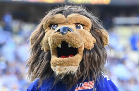 LOS ANGELES, CA – AUGUST 26: Bailey, the mascot of the Los Angeles Kings, attends the game between the Los Angeles Dodgers and the Milwaukee Brewers at Dodger Stadium on August 26, 2017, in Los Angeles, California. (Photo by Jayne Kamin-Oncea/Getty Images)