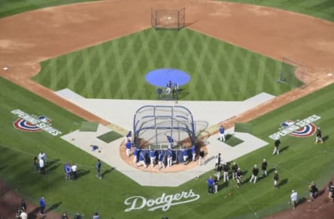 LOS ANGELES, CA – MARCH 31: The Los Angeles Dodgers take batting practice at Dodger Stadium before playing the San Francisco Giants on March 31, 2018 in Los Angeles, California. (Photo by John McCoy/Getty Images)