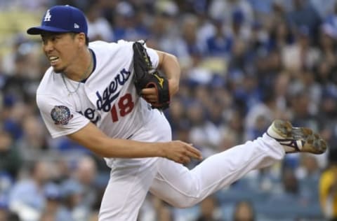 LOS ANGELES, CA – MARCH 31: Starting pitcher Kenta Maeda