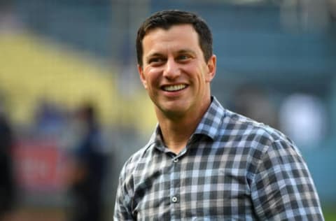 LOS ANGELES, CA – MAY 22: Andrew Friedman, President of Baseball Operations for the Los Angeles Dodgers, walks on the field before the game against the Colorado Rockies at Dodger Stadium on May 22, 2018 in Los Angeles, California. (Photo by Jayne Kamin-Oncea/Getty Images)