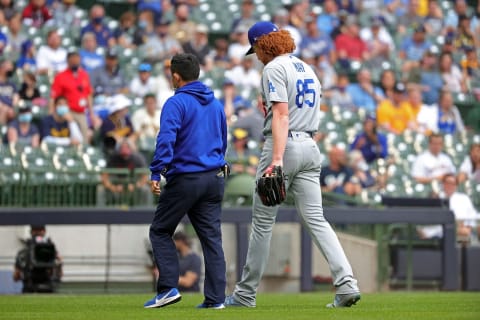 Dustin May #85 of the Los Angeles Dodgers (Photo by Stacy Revere/Getty Images)