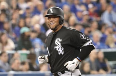 TORONTO, ON – APRIL 2: Welington Castillo #21 of the Chicago White Sox laughs as he approaches the dugout and realizes his teammates will be giving him the silent treatment in the dugout after hitting a solo home run in the fourth inning during MLB game action against the Toronto Blue Jays at Rogers Centre on April 2, 2018 in Toronto, Canada. (Photo by Tom Szczerbowski/Getty Images)