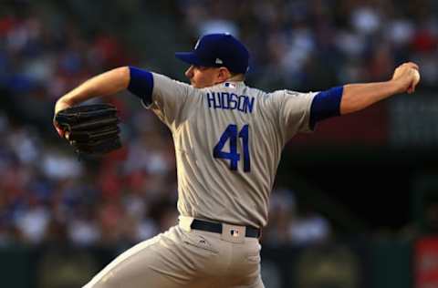 ANAHEIM, CA – JULY 07: Daniel Hudson #41 of the Los Angeles Dodgers pitches during a game against the Los Angeles Angels of Anaheim at Angel Stadium on July 7, 2018 in Anaheim, California. (Photo by Sean M. Haffey/Getty Images)