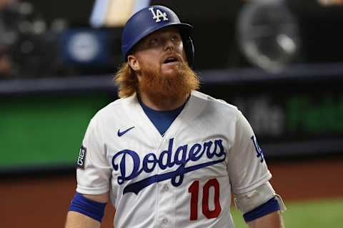 Justin Turner #10 of the Los Angeles Dodgers (Photo by Rob Carr/Getty Images)