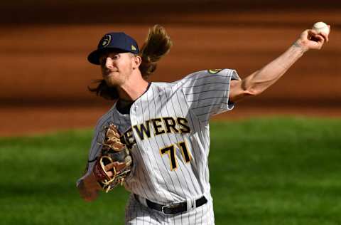 MILWAUKEE, WISCONSIN - SEPTEMBER 20: Josh Hader #71 of the Milwaukee Brewers pitches in the ninth inning against the Kansas City Royals at Miller Park on September 20, 2020 in Milwaukee, Wisconsin. (Photo by Quinn Harris/Getty Images)