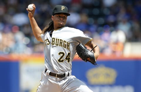 NEW YORK, NEW YORK - JULY 28: Chris Archer #24 of the Pittsburgh Pirates in action against the New York Mets at Citi Field on July 28, 2019 in New York City. The Mets defeated the Pirates 8-7. (Photo by Jim McIsaac/Getty Images)