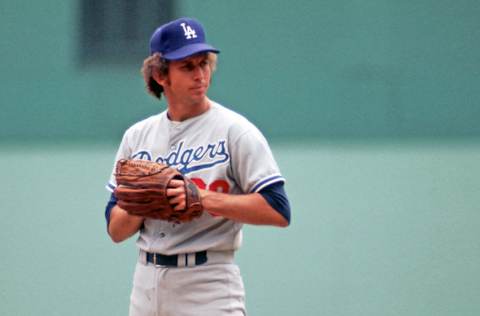 PITTSBURGH, PA - 1977: Pitcher Don Sutton of the Los Angeles Dodgers pitches against the Pittsburgh Pirates during a Major League Baseball game at Three Rivers Stadium in 1977 in Pittsburgh, Pennsylvania. (Photo by George Gojkovich/Getty Images)