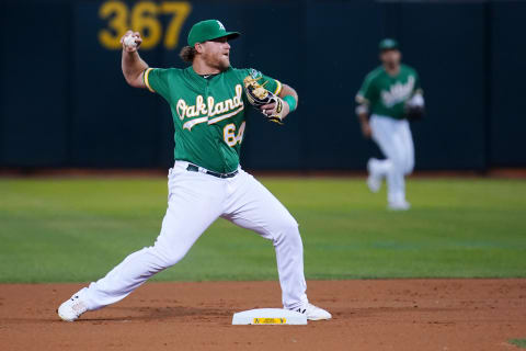 Sheldon Neuse #64 of the Oakland Athletics (Photo by Daniel Shirey/Getty Images)