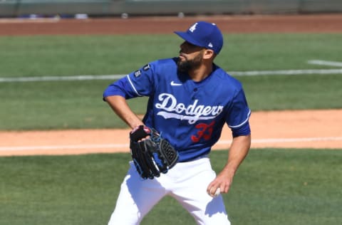 GLENDALE, ARIZONA - MARCH 08: David Price #33 of the Los Angeles Dodgers delivers a pitch against the Chicago White Sox during a spring training game at Camelback Ranch on March 08, 2021 in Glendale, Arizona. (Photo by Norm Hall/Getty Images)