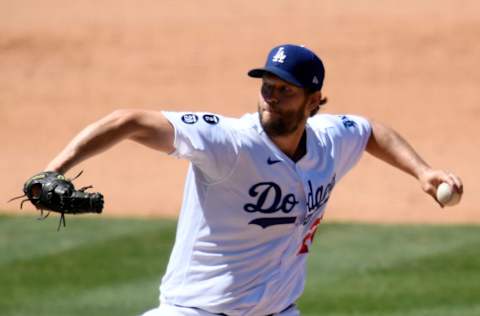 LOS ANGELES, CALIFORNIA - APRIL 28: Clayton Kershaw #22 of the Los Angeles Dodgers pitches during the sixth inning against the Cincinnati Reds at Dodger Stadium on April 28, 2021 in Los Angeles, California. (Photo by Harry How/Getty Images)