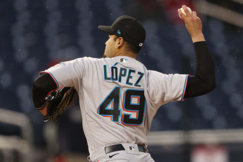 Starting pitcher Pablo Lopez #49 of the Miami Marlins (Photo by Patrick Smith/Getty Images)