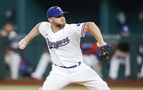 Relief pitcher Ian Kennedy #31 of the Texas Rangers (Photo by Brandon Wade/Getty Images)