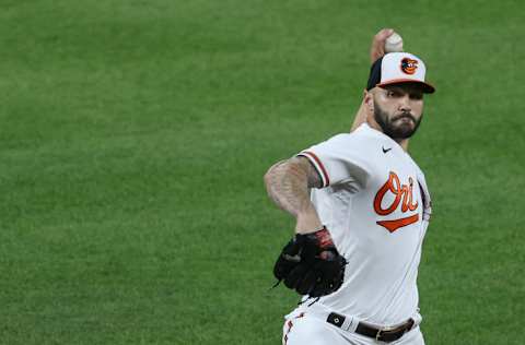 BALTIMORE, MARYLAND - JUNE 01: Tanner Scott #66 of the Baltimore Orioles pitches to a Minnesota Twins batter at Oriole Park at Camden Yards on June 01, 2021 in Baltimore, Maryland. (Photo by Rob Carr/Getty Images)