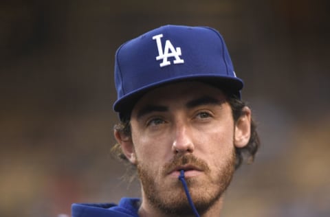 LOS ANGELES, CALIFORNIA - JUNE 01: Cody Bellinger #35 of the Los Angeles Dodgers looks on from the dugout during the first inning against the St. Louis Cardinals at Dodger Stadium on June 01, 2021 in Los Angeles, California. (Photo by Harry How/Getty Images)