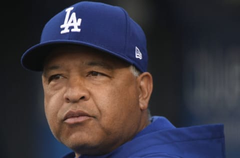 LOS ANGELES, CALIFORNIA - JUNE 01: Dave Roberts #30 of the Los Angeles Dodgers in the dugout during a 3-2 loss to the St. Louis Cardinals at Dodger Stadium on June 01, 2021 in Los Angeles, California. (Photo by Harry How/Getty Images)