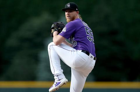 DENVER, COLORADO - JUNE 29: Starting pitcher Jon Gray #55 of the Colorado Rockies (Photo by Matthew Stockman/Getty Images)