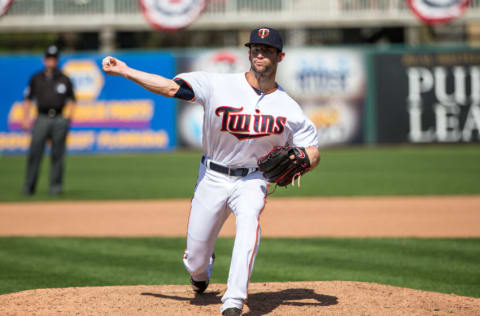 FORT MYERS, FL- MARCH 13: Jake Reed #79 of the Minnesota Twins pitches against the Baltimore Orioles during a spring training game at Hammond Stadium on March 13, 2016 in Fort Myers, Florida. (Photo by Brace Hemmelgarn/Minnesota Twins/Getty Images)