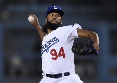 Andre Jackson #94 of the Los Angeles Dodgers (Photo by Kevork Djansezian/Getty Images)