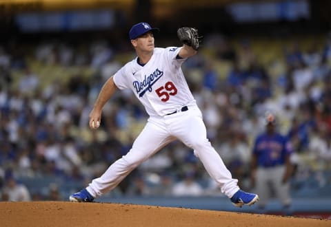 Pitcher Evan Phillips #59 of the Los Angeles Dodgers (Photo by Kevork Djansezian/Getty Images)