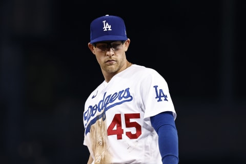 Matt Beaty #45 of the Los Angeles Dodgers (Photo by Michael Owens/Getty Images)