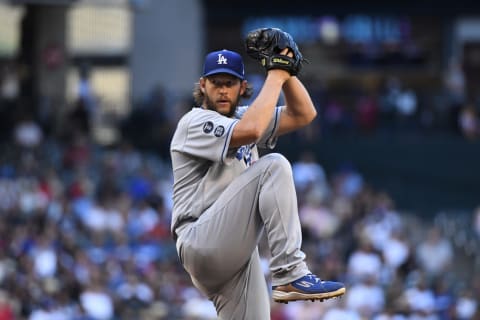 Clayton Kershaw #22 of the Los Angeles Dodgers (Photo by Norm Hall/Getty Images)