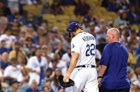 LOS ANGELES, CALIFORNIA - OCTOBER 01: Clayton Kershaw #22 of the Los Angeles Dodgers (Photo by Michael Owens/Getty Images)