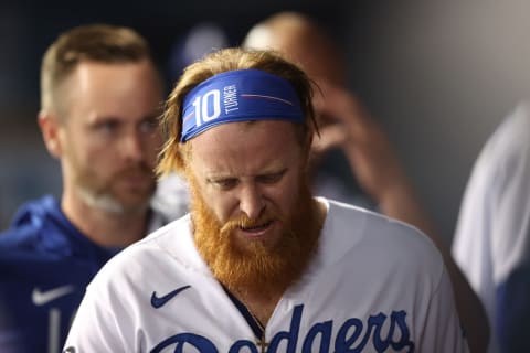 Justin Turner #10 of the Los Angeles Dodgers (Photo by Ronald Martinez/Getty Images)