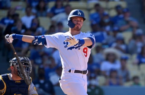 LOS ANGELES, CALIFORNIA - OCTOBER 03: Gavin Lux #9 of the Los Angeles Dodgers (Photo by Jonathan Moore/Getty Images)