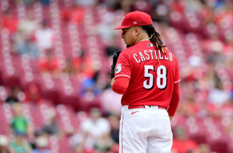 CINCINNATI, OHIO - AUGUST 04: Luis Castillo #58 of the Cincinnati Reds pitches during a game between the Cincinnati Reds and Minnesota Twins at Great American Ball Park on August 04, 2021 in Cincinnati, Ohio. (Photo by Emilee Chinn/Getty Images)