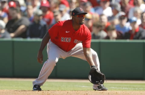 CLEARWATER, FLORIDA - MARCH 07: Josh Ockimey #86 of the Boston Red Sox in action against the Philadelphia Phillies of a Grapefruit League spring training game on March 07, 2020 in Clearwater, Florida. (Photo by Michael Reaves/Getty Images)