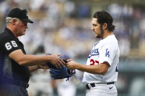 Trevor Bauer #27 of the Los Angeles Dodgers (Photo by Meg Oliphant/Getty Images)