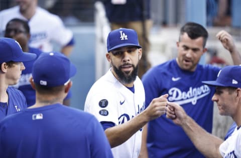 LOS ANGELES, CALIFORNIA - JULY 09: David Price #33 of the Los Angeles Dodgers in the dugout prior to a game against the Arizona Diamondbacks at Dodger Stadium on July 09, 2021 in Los Angeles, California. (Photo by Michael Owens/Getty Images)