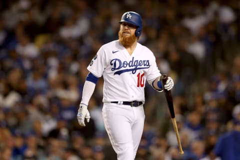 Justin Turner #10 of the Los Angeles Dodgers (Photo by Ronald Martinez/Getty Images)