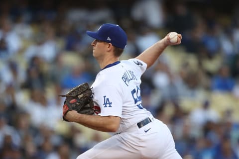 Evan Phillips #59 of the Los Angeles Dodgers (Photo by Ronald Martinez/Getty Images)