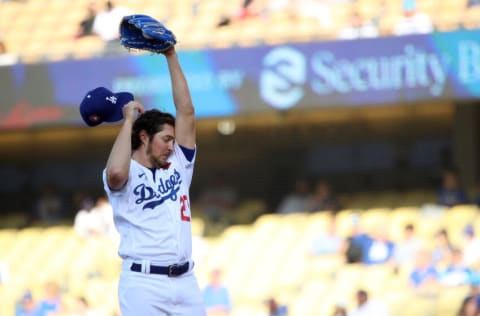 LOS ANGELES, CALIFORNIA - MAY 31: Trevor Bauer #27 of the Los Angeles Dodgers stands on the mound during the first inning against the St. Louis Cardinals at Dodger Stadium on May 31, 2021 in Los Angeles, California. (Photo by Katelyn Mulcahy/Getty Images)